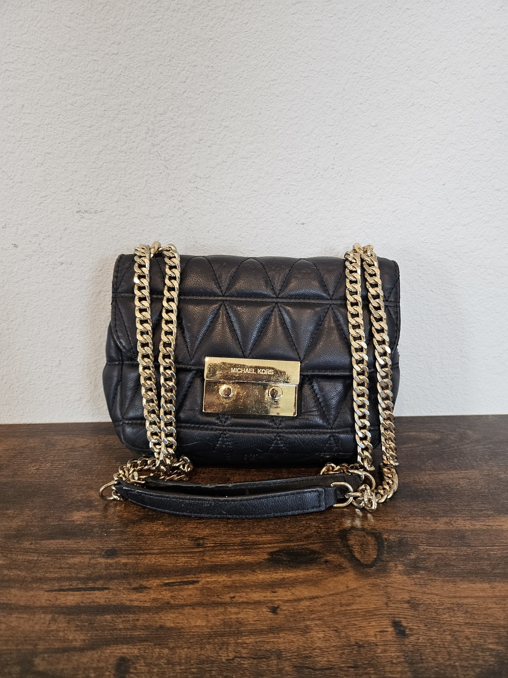 Michael Kors Black Quilted Leather Chain Shoulder Bag